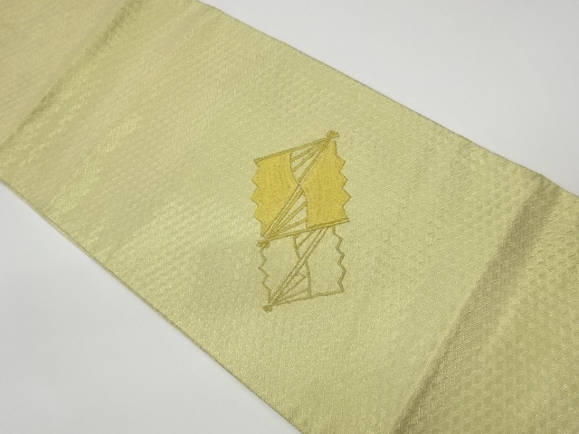 リサイクル　佐賀錦扇菱文刺繍袋帯